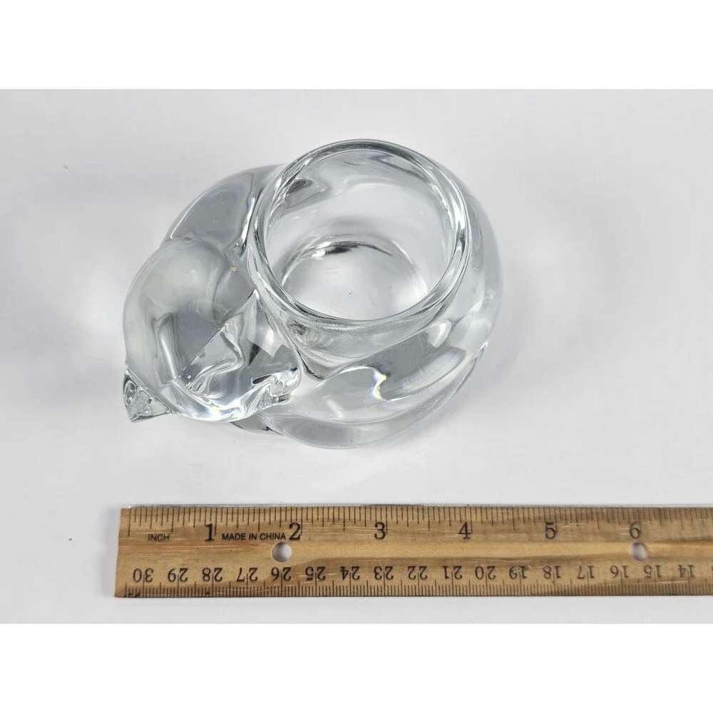 Indiana Glass Candle Holder Sleeping Cat Kitten Votive Tea Light Paperweight W53
